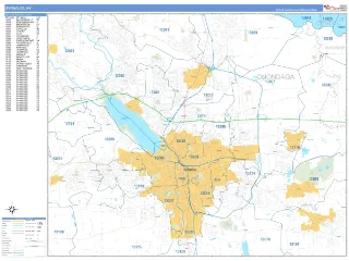 Syracuse, NY Business Reference style ZIP Code wall map