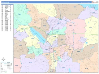 Syracuse, NY ColorCast style ZIP Code wall map