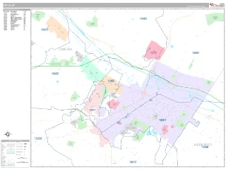 Utica, NY Classic style ZIP Code wall map