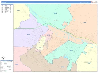 Utica, NY ColorCast style ZIP Code wall map