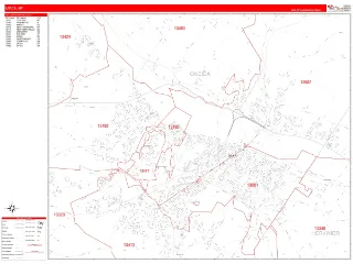 Utica, NY RedLine style ZIP Code wall map