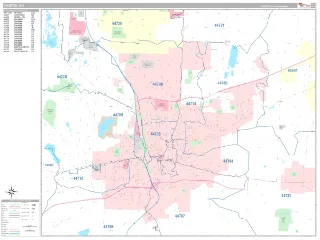 Canton, OH Classic style ZIP Code wall map