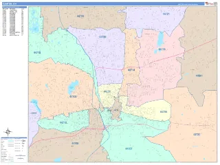 Canton, OH ColorCast style ZIP Code wall map