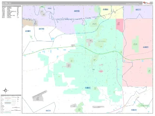 Elyria, OH Classic style ZIP Code wall map