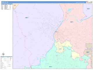 Hamilton, OH ColorCast style ZIP Code wall map