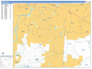 Kettering, OH Business Reference style ZIP Code wall map