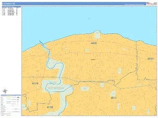 Lakewood, OH Business Reference style ZIP Code wall map