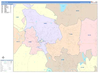 Warren, OH ColorCast style ZIP Code wall map