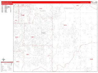 Broken Arrow, OK RedLine style ZIP Code wall map