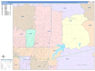 Edmond, OK ColorCast style ZIP Code wall map