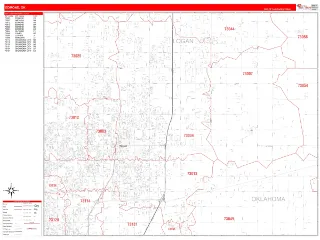 Edmond, OK RedLine style ZIP Code wall map