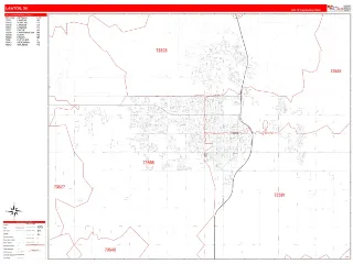 Lawton, OK RedLine style ZIP Code wall map