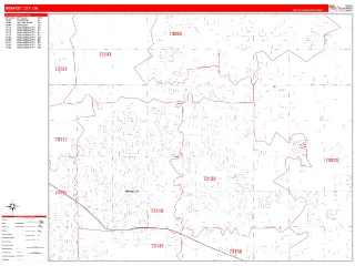 Midwest City, OK RedLine style ZIP Code wall map