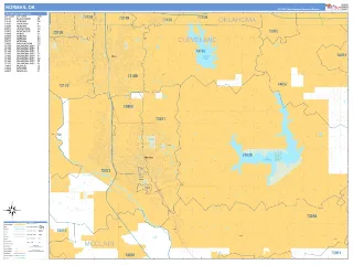 Norman, OK Business Reference style ZIP Code wall map