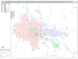 Eugene, OR Classic style ZIP Code wall map