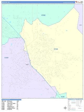 Medford, OR ColorCast style ZIP Code wall map