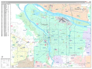 Portland, OR Classic style ZIP Code wall map
