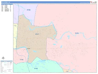 Springfield, OR ColorCast style ZIP Code wall map