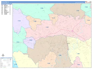 Lancaster, PA ColorCast style ZIP Code wall map