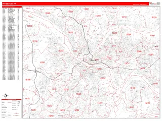 Pittsburgh, PA RedLine style ZIP Code wall map