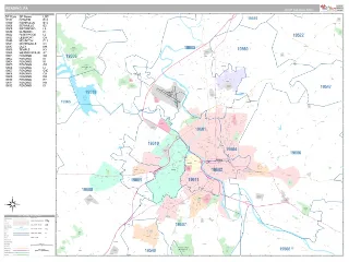 Reading, PA Classic style ZIP Code wall map