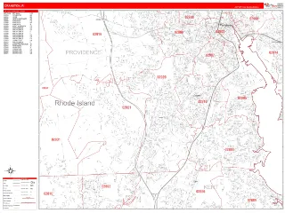 Cranston, RI RedLine style ZIP Code wall map