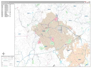 Greenville, SC Classic style ZIP Code wall map