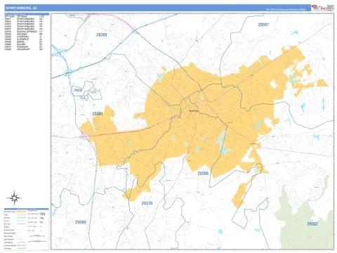 Spartanburg, SC city map
