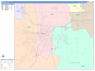 Rapid City, SD ColorCast style ZIP Code wall map