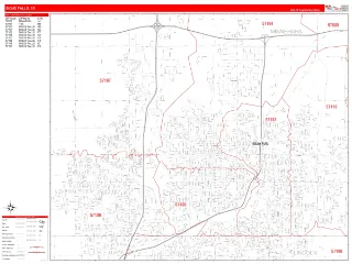 Sioux Falls, SD RedLine style ZIP Code wall map