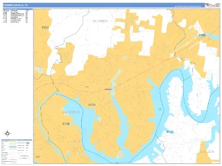 Hendersonville, TN Business Reference style ZIP Code wall map