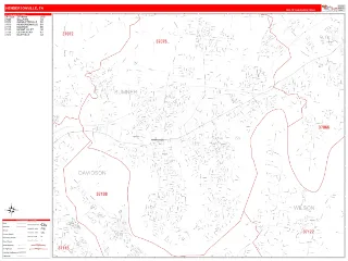 Hendersonville, TN RedLine style ZIP Code wall map