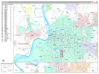 Memphis, TN Classic style ZIP Code wall map