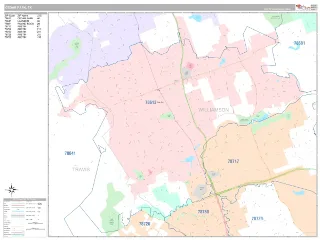 Cedar Park, TX Classic style ZIP Code wall map