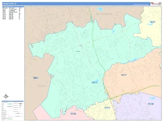 Cedar Park, TX ColorCast style ZIP Code wall map