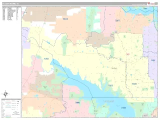 Flower Mound, TX Classic style ZIP Code wall map