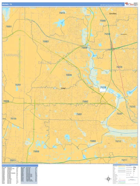 Irving, TX city map