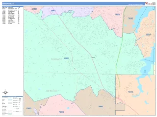 Mansfield, TX ColorCast style ZIP Code wall map