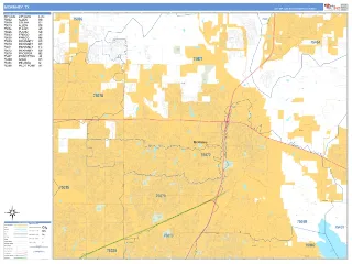 McKinney, TX Business Reference style ZIP Code wall map
