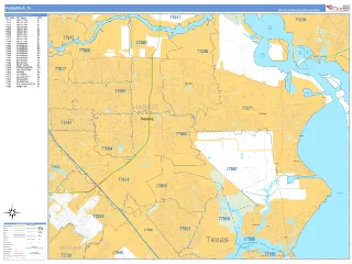 Pasadena, TX Business Reference style ZIP Code wall map