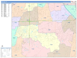 Pearland, TX ColorCast style ZIP Code wall map