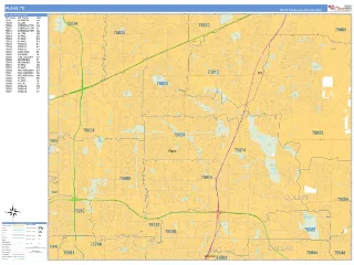 Plano, TX Business Reference style ZIP Code wall map