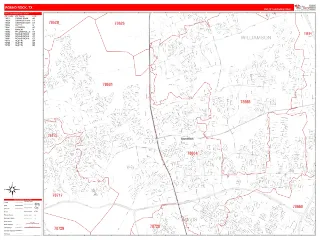 Round Rock, TX RedLine style ZIP Code wall map
