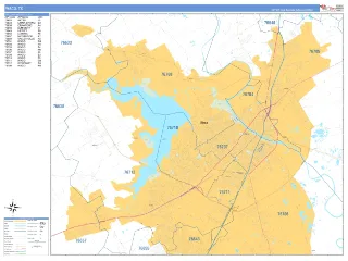 Waco, TX Business Reference style ZIP Code wall map
