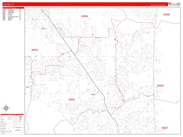 Layton, UT ZIP Code Wall Map, RedLine style