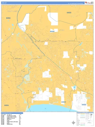 Lehi, UT Business Reference style ZIP Code wall map