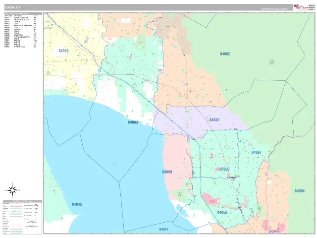 Orem, UT ZIP Code Wall Map, Classic style