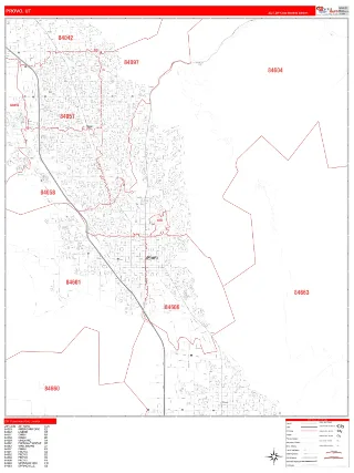 Provo, UT RedLine style ZIP Code wall map