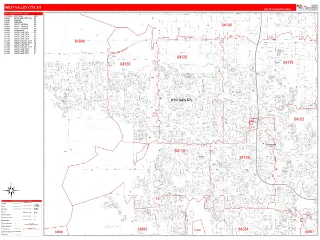 West Valley City, UT RedLine style ZIP Code wall map