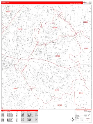 Reston, VA RedLine style ZIP Code wall map